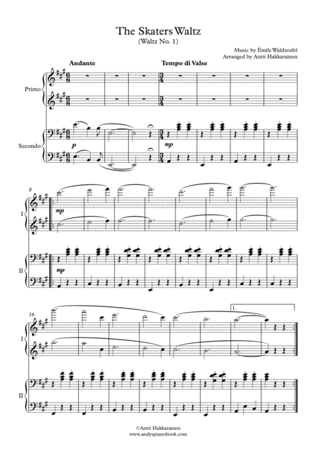 The Skaters Waltz Piano 4 Hands Page 2