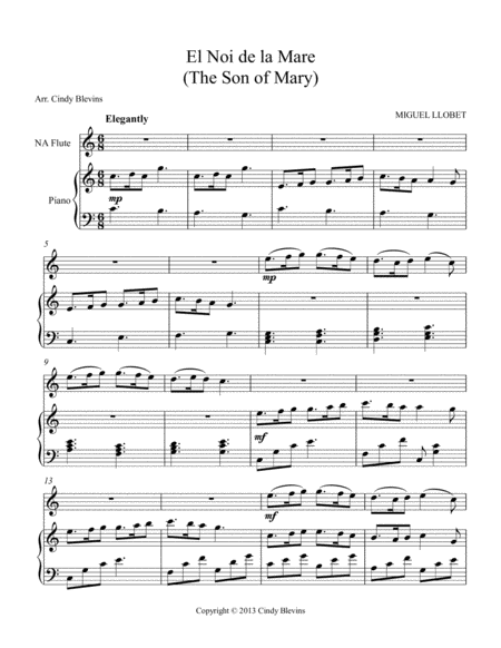 The Son Of Mary Arranged For Piano And Native American Flute Page 2