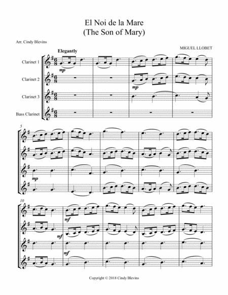 The Son Of Mary For Clarinet Quartet With Bass Clarinet Page 2