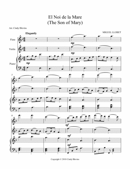 The Son Of Mary For Piano Flute And Violin Page 2