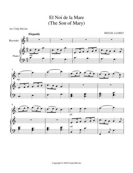 The Son Of Mary Piano And Recorder Page 2