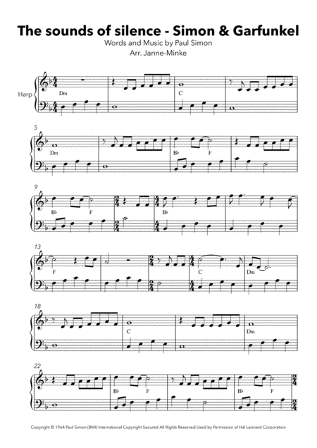 The Sound Of Silence Harp Solo Easy Version Page 2