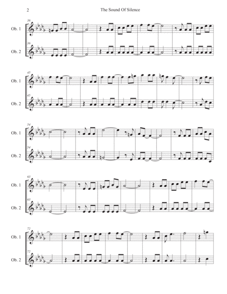 The Sound Of Silence Original Key Oboe Duet Page 2