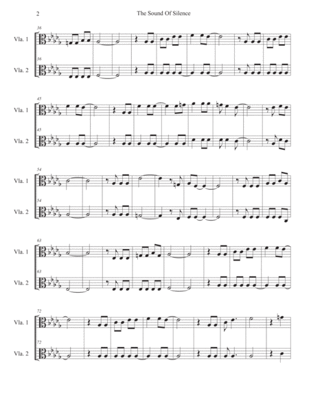 The Sound Of Silence Original Key Viola Duet Page 2