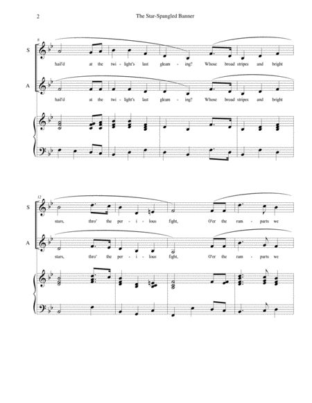 The Star Spangled Banner Sa Choir With Piano Accompaniment Page 2