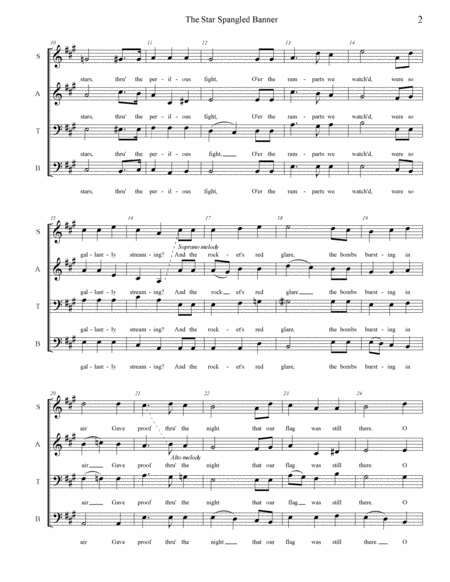 The Star Spangled Banner Satb A Cappella Mixed Barbershop Quartet Style Page 2