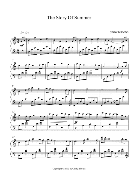 The Story Of Summer An Original Piano Solo From My Piano Book Windmills Page 2