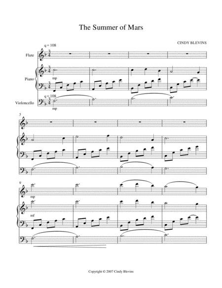 The Summer Of Mars An Original Song For Piano And Flute With An Optional Cello Part Page 2