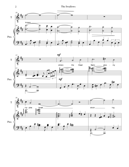 The Swallows For Tenor And Piano Page 2