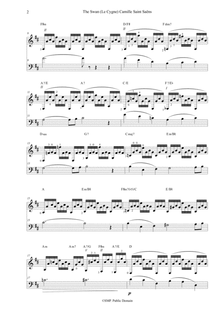 The Swan Camille Saint Saens For Lead Bass And Guitar Page 2