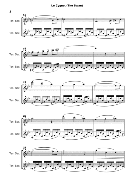 The Swan Le Cygne By Saint Saens Duet For Tenor Saxophone Page 2