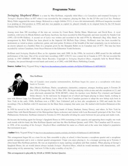 The Swingin Shepherd Blues Clarinet Quartet Arrangement Page 2