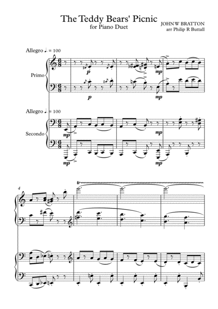 The Teddy Bears Picnic Piano Duet Four Hands Page 2