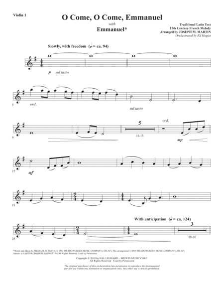 The Thrill Of Hope A New Service Of Lessons And Carols Violin 1 Page 2