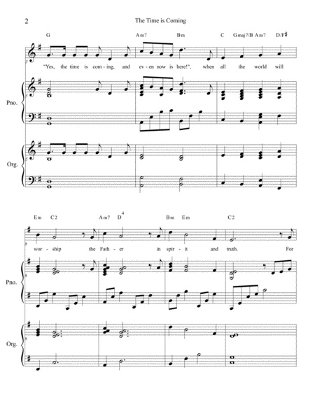 The Time Is Coming Call To Prayer Organ Piano Score Page 2