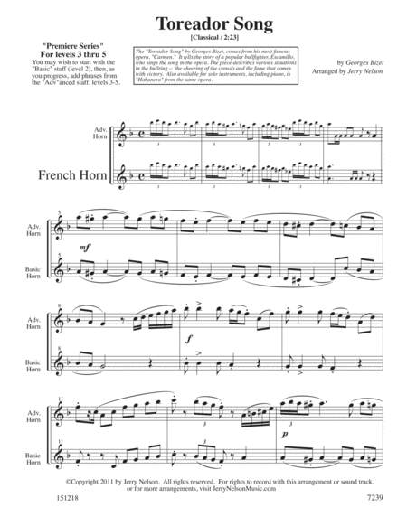 The Toreador Song Bizet Arrangements Level 3 5 For Horn Written Acc Page 2