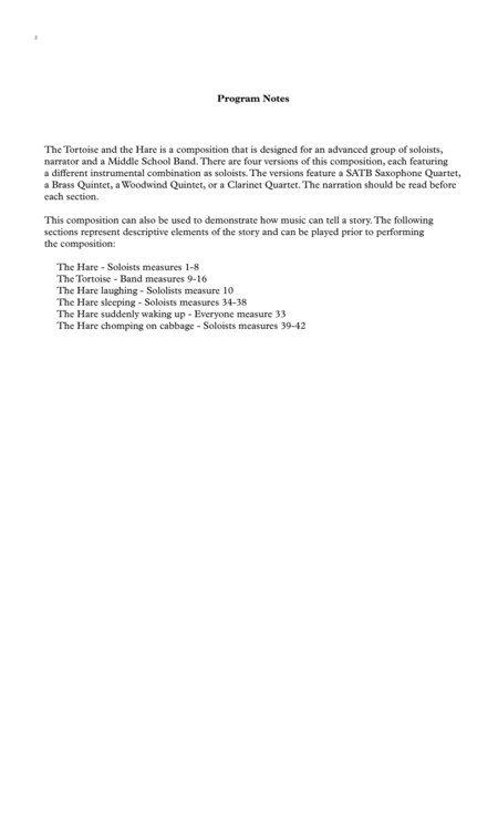 The Tortoise And The Hare For Advanced Clarinet Quartet Soloists And Middle School Band Page 2