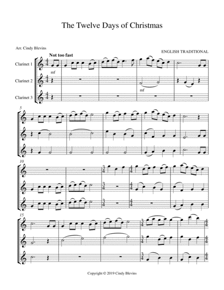 The Twelve Days Of Christmas Clarinet Trio Page 2