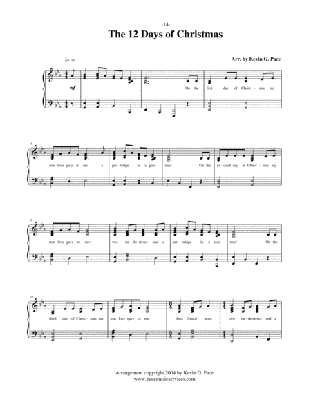 The Twelve Days Of Christmas Piano Solo Vocal Solo Or Unison Choir With Piano Accompaniment Page 2