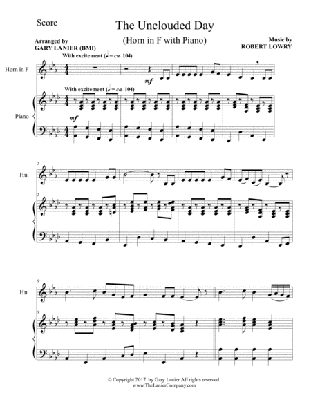 The Unclouded Day Horn In F Piano With Score Horn Part Page 2