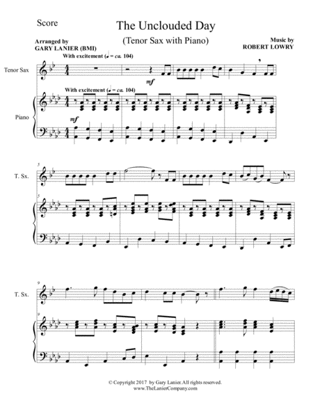 The Unclouded Day Tenor Sax Piano With Score Sax Part Page 2