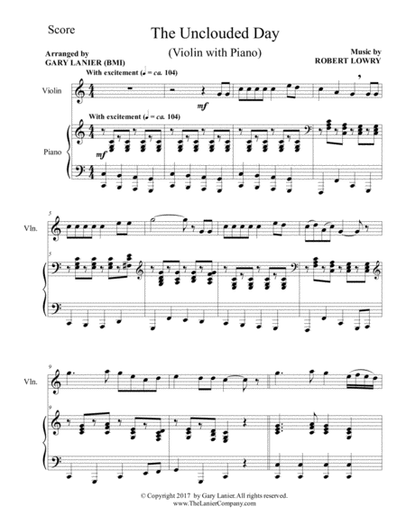 The Unclouded Day Violin Piano With Score Vln Part Page 2