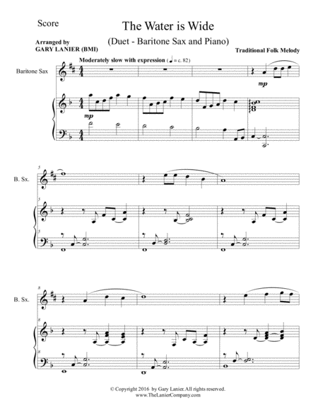 The Water Is Wide Baritone Sax Piano With Parts Page 2