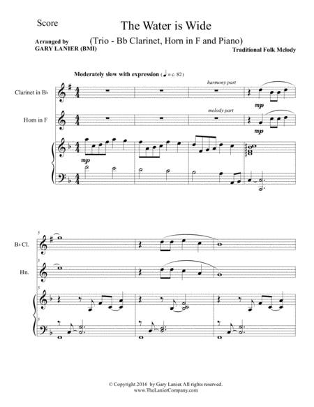The Water Is Wide Trio Bb Clarinet Horn In F With Piano And Parts Page 2