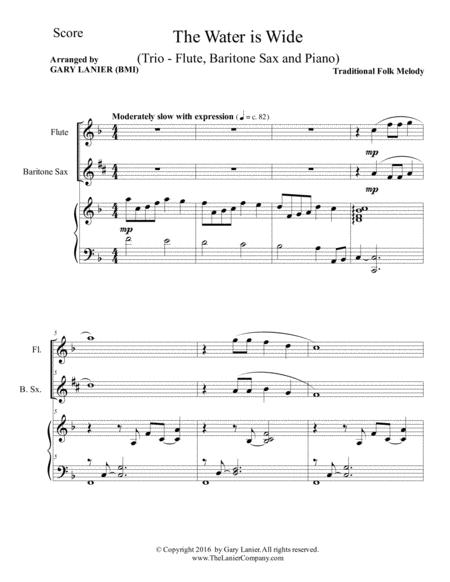 The Water Is Wide Trio Flute Baritone Sax Piano With Parts Page 2