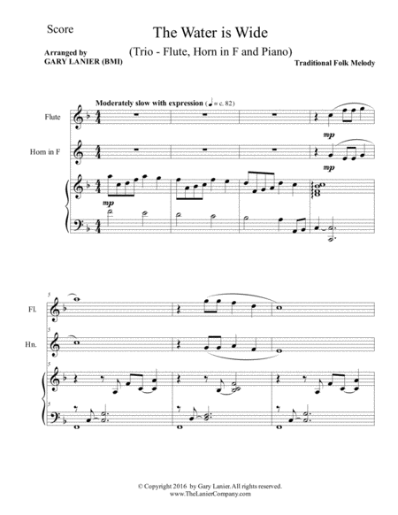 The Water Is Wide Trio Flute Horn In F Piano With Parts Page 2