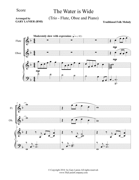 The Water Is Wide Trio Flute Oboe Piano With Parts Page 2