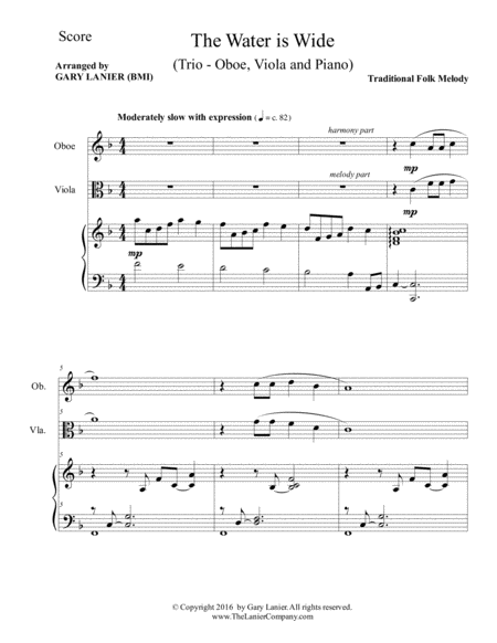 The Water Is Wide Trio Oboe Viola Piano With Parts Page 2