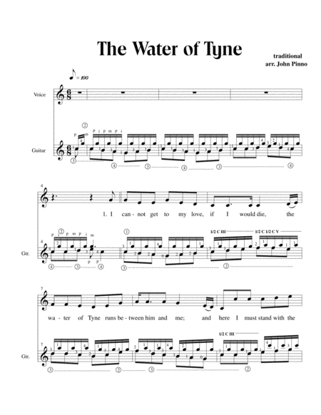 The Water Of Tyne For Voice And Classical Guitar Page 2