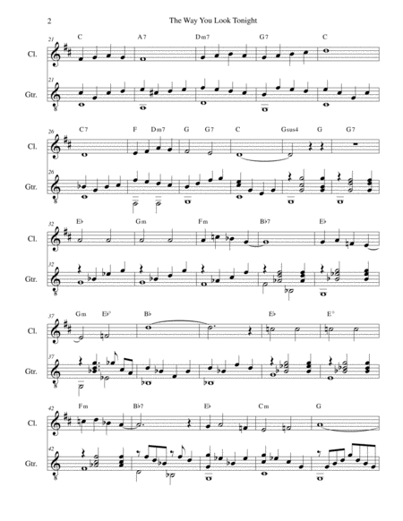 The Way You Look Tonight For Clarinet And Guitar Page 2