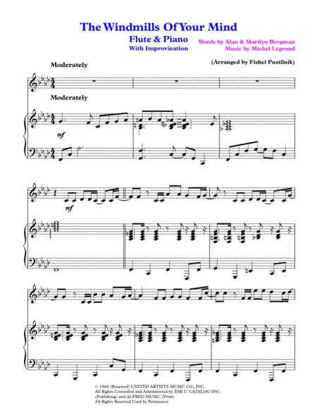 The Windmills Of Your Mind For Flute And Piano With Improvisation Video Page 2