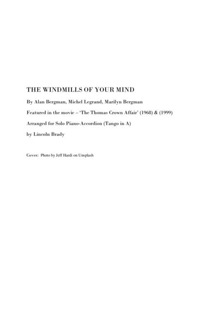 The Windmills Of Your Mind Solo Piano Accordion Tango Page 2