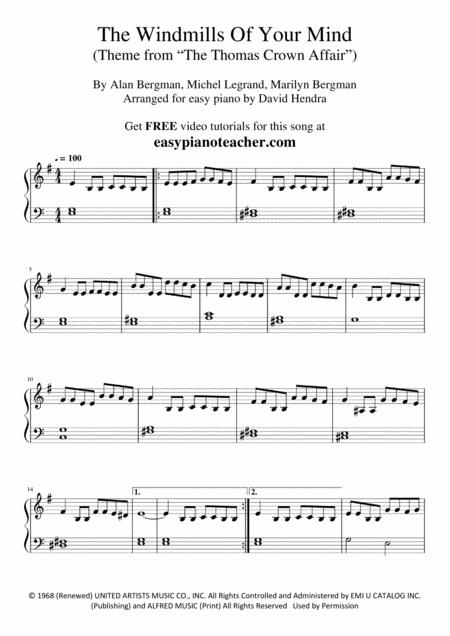 The Windmills Of Your Mind Very Easy Piano With Free Video Tutorials Page 2