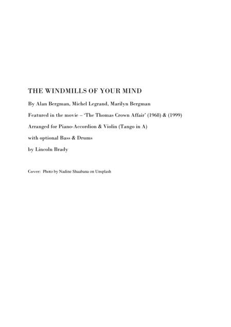 The Windmills Of Your Mind Violin Piano Accordion Duet Tango Page 2