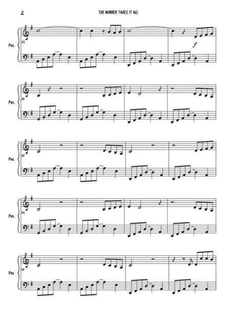 The Winner Takes It All Easy Solo Piano Page 2