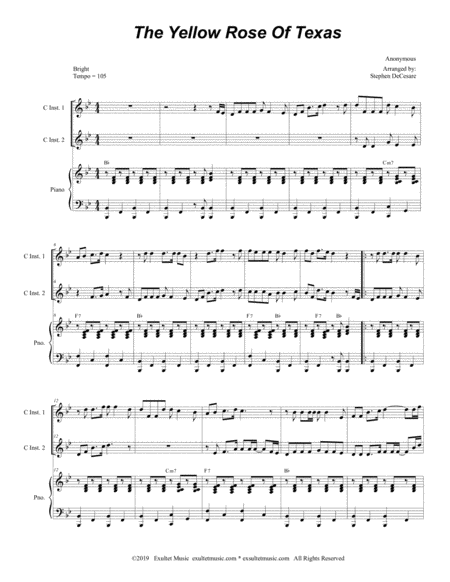 The Yellow Rose Of Texas Duet For C Instruments Page 2