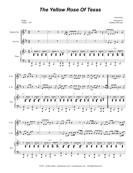 The Yellow Rose Of Texas Duet For Soprano Alto Saxophone Page 2