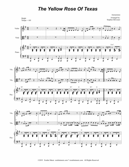 The Yellow Rose Of Texas Duet For Violin And Viola Page 2