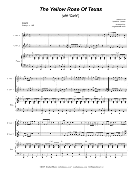 The Yellow Rose Of Texas With Dixie Duet For C Instruments Page 2
