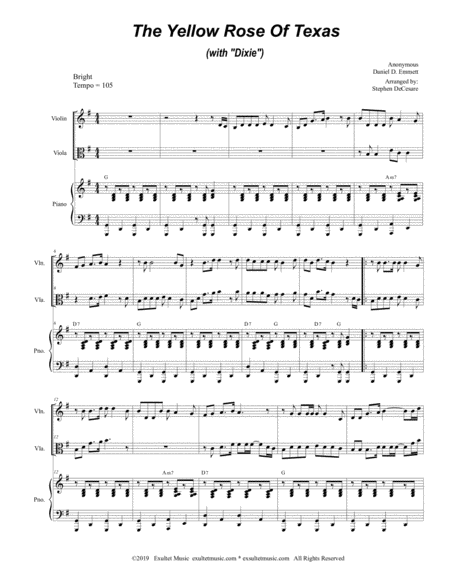 The Yellow Rose Of Texas With Dixie Duet For Violin And Viola Page 2