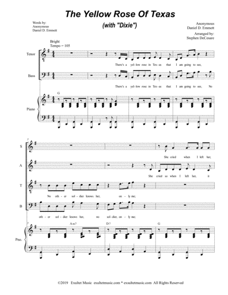 The Yellow Rose Of Texas With Dixie For Satb Page 2