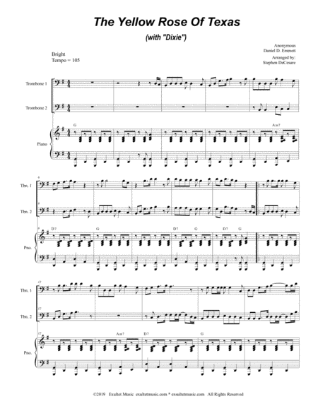 The Yellow Rose Of Texas With Dixie Trombone Duet Page 2