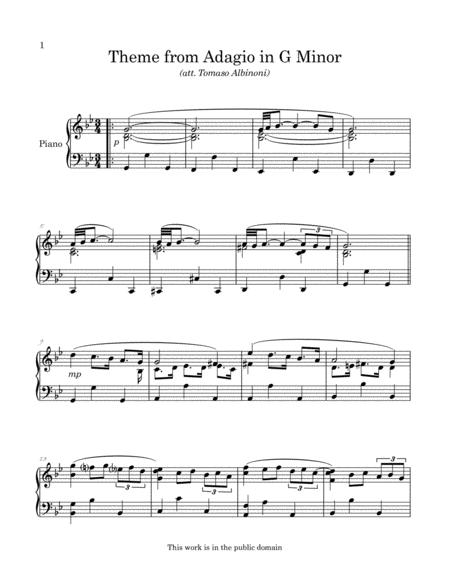 Theme From Albinoni Adagio In G Minor Arranged For Intermediate Piano Page 2