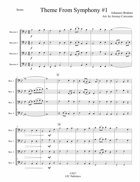 Theme From Brahms Symphony 1 For Bassoon Quartet Page 2