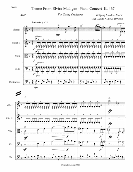 Theme From Elvira Madigan Piano Concerto K 467 For String Orchestra Page 2