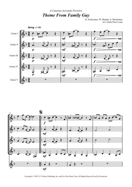 Theme From Family Guy For Guitar Quartet Or Ensemble Score Page 2